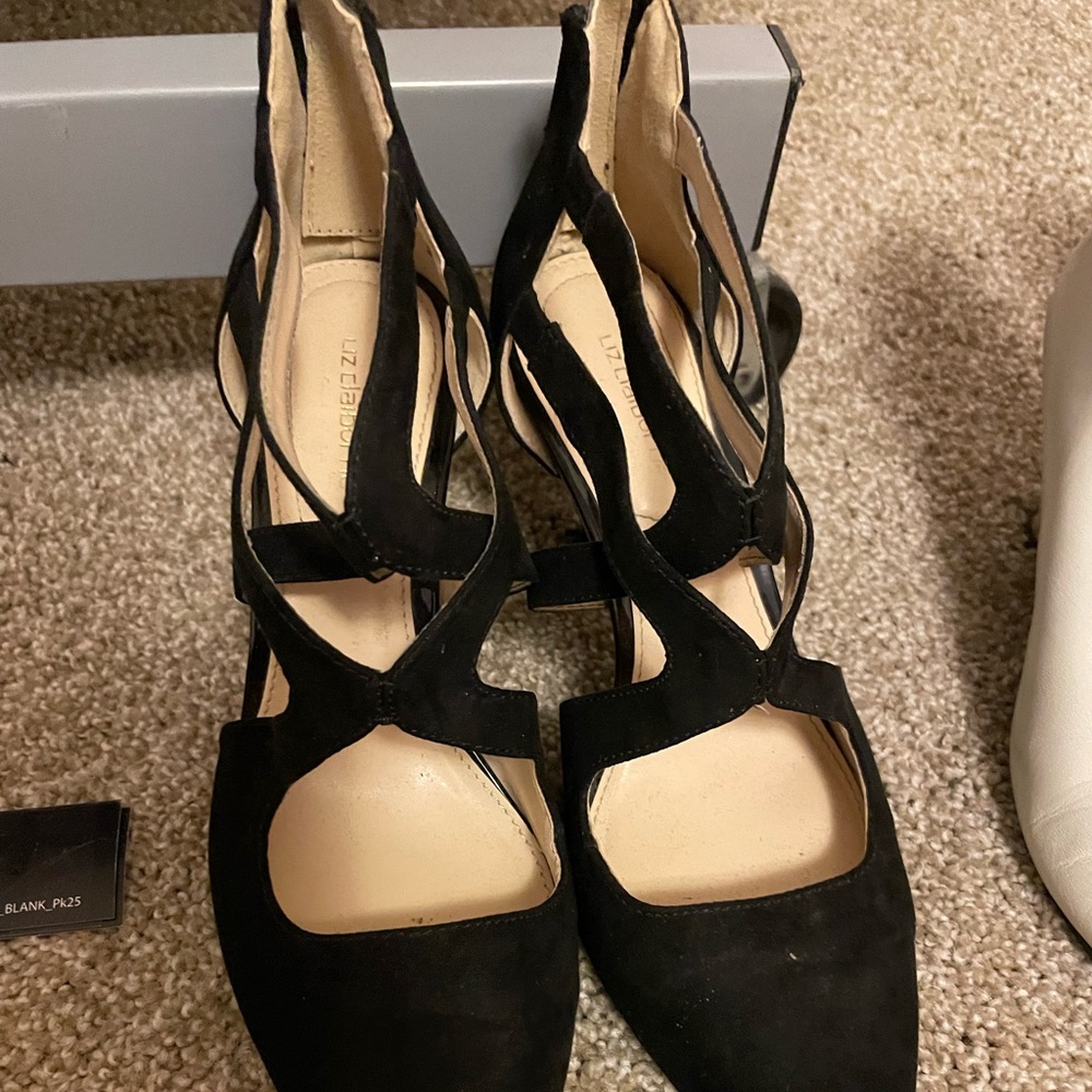 Black high heeled shoes